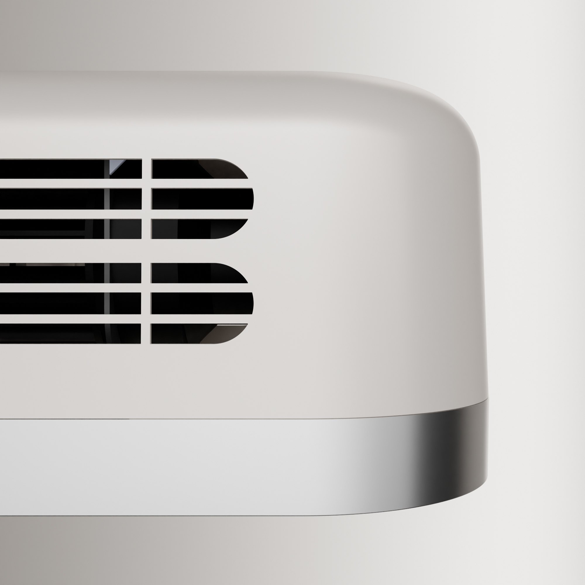 Breethr P1 indoor unit in Anemone White, side view